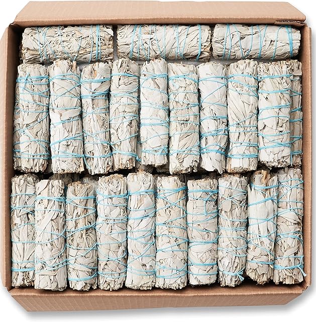 20 White Sage Smudge Sticks 4-Inch Sustainably Grown, Intended for Personal Spiritual Growth, Stress Relief and Smudging ~ Smoke Cleansing ~ Wholesale/Bulk Sage