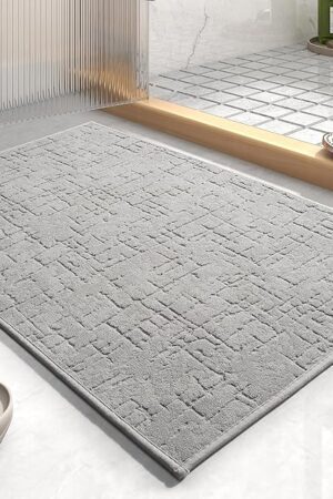 AMOAMI Bath Mat Super Absorbent Quick Dry Washable with Rubber Backing