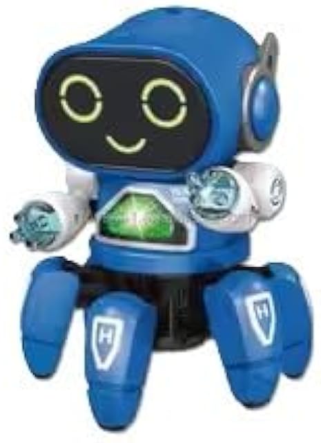 The Interactive Dancing Robot Toy, Blue, with Music and Lights, Battery Powered, All-Direction Movement