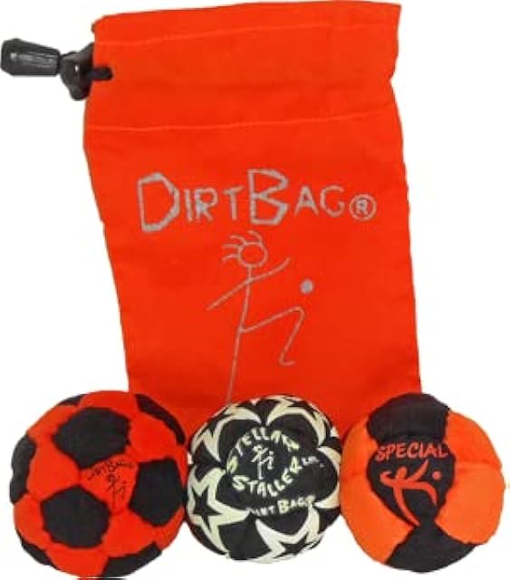 The DIRTBAG Medley Footbag 3-Pack with Pouch, 100% Handmade, Premium Quality, Bright Vivid Colors, Signature Carry Bag