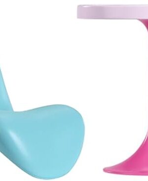 The Replacement Parts for Barbie Doll Dreamhouse Doll House Playset HMX10 - Replacement Pink Round Table and Blue Lounge - Gaming Chair