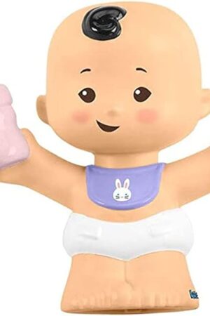 The Replacement Part for Fisher-Price Little People Bundle 'n Play Playset - GKY43 ~ Replacement Baby Figure ~ Black Hair ~ Holding Baby Bottle ~ Bunny Bib