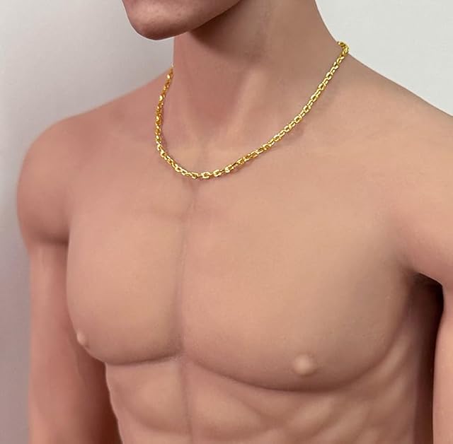 The 1/6 Scale Male Necklace Decor for 12-inches Action Figure, 1/6 Man Action Figrue Necklace Decor for 12 inch Boy Doll Model Clothing Accessory Decoration (Gold)