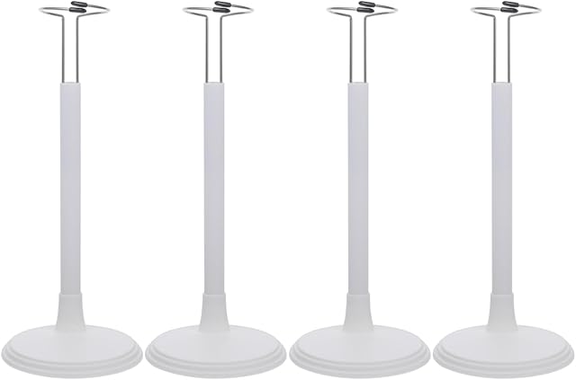 The DOITOOL White Adjustable Doll Stands for 8 to 12 Inch Dolls, 4PCS Stand Display Holder Action Figure s Figures Display Rack Bracket Bear for Action s