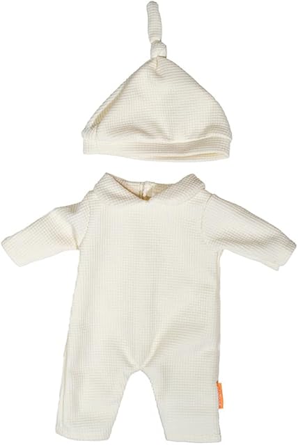 The Miniland - Clothes for 15 inches Doll, Clothing Accessory for Dolls, Pajamas with Hat (Beige)
