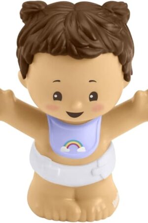 The Replacement Part for Fisher-Price Little People Baby's Day Storybook Set - GVH64 ~ Replacement Twin Girl Figure ~ Blue Bib with Rainbow ~ Brown Hair with Pigtails
