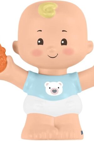 The Replacement Part for Fisher-Price Little People Snuggle Twins Playset - GKP68 ~ Replacement Twin Boy with Blonde Curl in Blue Shirt with Bear Figure