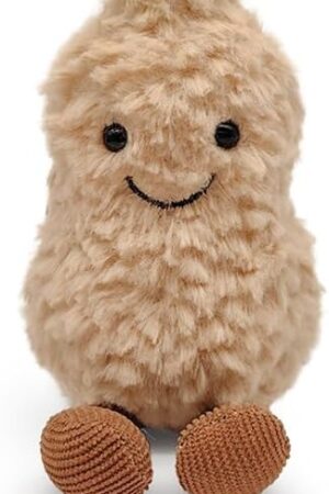 The Plush Peanut Soft Toy, 5.9‘’ Peanut Plush Doll for Children, Beige Fluffy Stuffed Doll with Feet, Cute Smiling Plush Doll Gift for Birthday and Valentine's Day