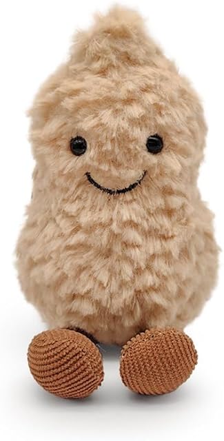 The Plush Peanut Soft Toy, 5.9‘’ Peanut Plush Doll for Children, Beige Fluffy Stuffed Doll with Feet, Cute Smiling Plush Doll Gift for Birthday and Valentine's Day