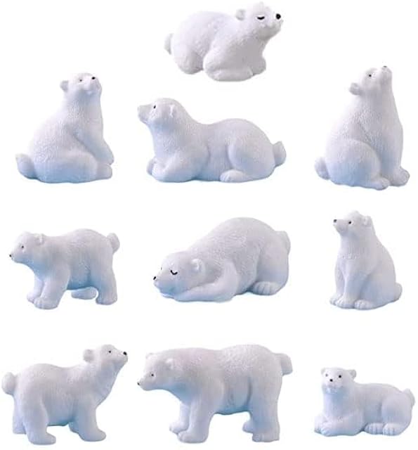 The 10pcs Polar Bear Figurines Realistic Miniature Ocean Animal Polar Animals Arctic Animals Figurines Cake Toppers Christmas Birthday Gift