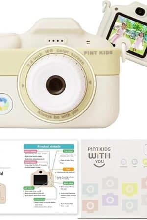 The Pinto Kids Clover Kids Camera by P!NTO Kids Official, 130000 Units Sold, Toy Camera, 32GB, 155g, Data transferable, Videos, Music, Games, Boys Girls Kids Gift 6ys+ (WITHyou_Off White)