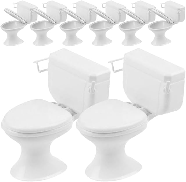 The 8pcs Doll House Toilets: Mini Toilets 1/12 Scale Toilet Seat Miniature Toilet for Dolls Playset Accessories