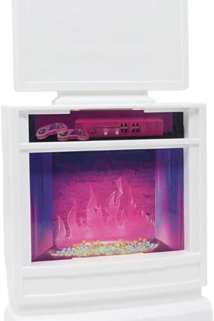 The Replacement Part for Barbie Doll Dreamhouse Doll House Playset HMX10 - Replacement White Reversible Fireplace - TV - Gaming Stand and Buffet - Stereo Entertainment Stand