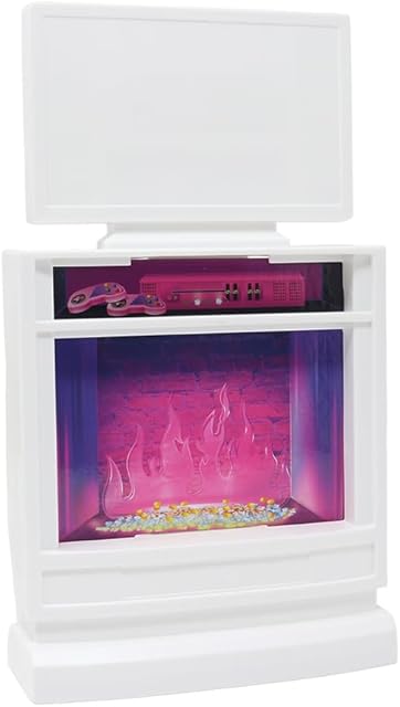 The Replacement Part for Barbie Doll Dreamhouse Doll House Playset HMX10 - Replacement White Reversible Fireplace - TV - Gaming Stand and Buffet - Stereo Entertainment Stand