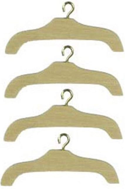The Dolls House Miniature 1:12 Bedroom Wardrobe Accessory 4 Wooden Coat Hangers