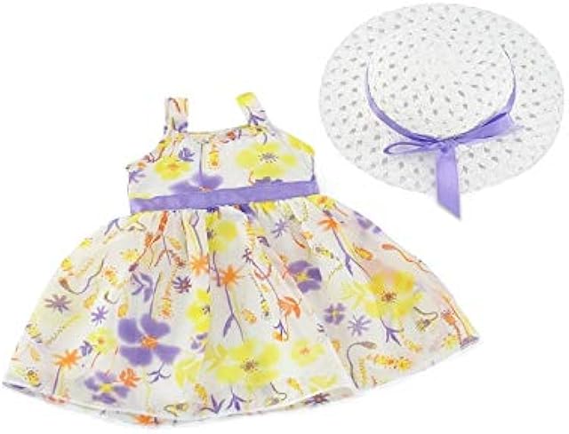 The Emily Rose 18 Inch Doll Clothes Floral Chifon Spring Summer Dress Outfit Including White Hat - 18" Doll Clothing & Accessories Gift Set | Doll NOT Included | USA Business