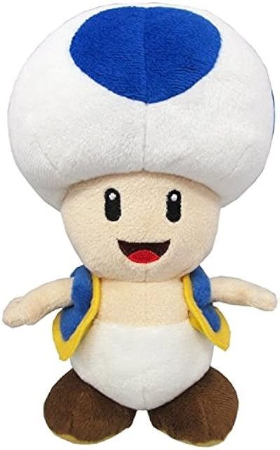The Little Buddy Super Mario All Star Collection 1588 Blue Toad Stuffed Plush, 7"
