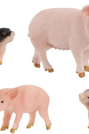 The Realistic Pig Animals Model Figure Toy Set, Barn Pig Figurines Collection Playset with Farm Keepers, Preschool Science Educational Learn Cognitive Props