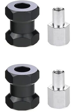 The RC Parts for Axial D90 AX10 CC01 for SCX10 F350 1/10 RC Car Crawler 4Pcs Thickness 15mm/20mm/25mm/ Extension Parts 12mm Hex Wheel Hubs(Black,15mm)