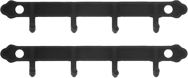 The LOGOFUN 2pcs Miniature Wall Coat Rack 1:12 Scale Dollhouse Mini Clothes Hooks Tiny Hanging Hangers for Micro Furniture Accessory - Black