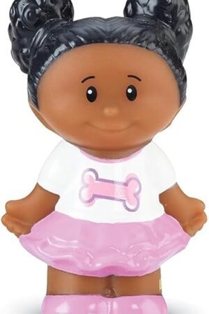 The Replacement Part for Little-People Tessa and Sheep Dog Playset - CDH23 ~ Replacement African American Little Girl Figure ~ Wearing Purple Skirt and White T-Shirt with Dog Bone Print