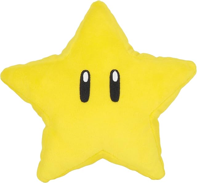 The Little Buddy 1823 Super Mario All Star Collection Super Star 6" Plush,Yellow
