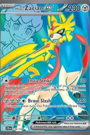 The Pokemon - Hop’s Zacian ex 176/159 – Journey Together – Full Art Ultra Rare – Foil Single Card