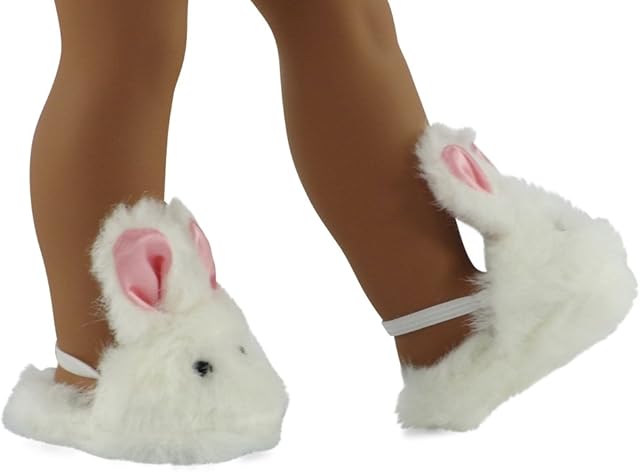 The Emily Rose 18 Inch Doll Clothes Fluffy Bunny Slippers Accessory | Compatible with 18" American Girl Dolls | USA Business