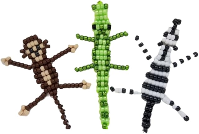 The Ink and Trinket Kids Jungle Craft Kit, Create Your Own Bead Animal Alligator, Monkey, Zebra Keychain, Bead Pet Gifts for Boys Girls