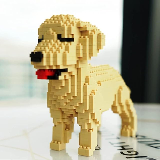 The Building Block Animal Building Bricks Dogs Golden Retriever Tiny Mini Block Dog Building Animal Set DIY 3D Block Toy Building Blocks for Kids Or Adult 950 Pieces, C51067W