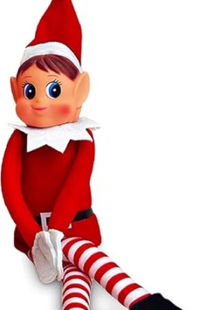 The Quebec Christmas Mischief Makers: Naughty Santa’s Little Helper with Soft Body, Vinyl face & Hook and Loop Grip–Fun Christmas elf for Family Play (elf Girl)