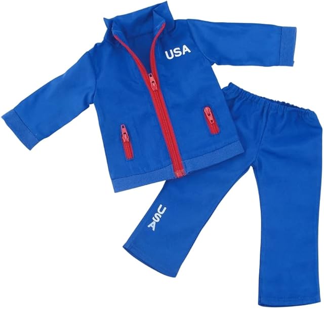 The Emily Rose 18-inch Doll Clothes 2-Piece USA Warm Up Clothing Accessories Gift Set | Gift Boxed | Compatible with 18" American Girl Dolls | USA Business
