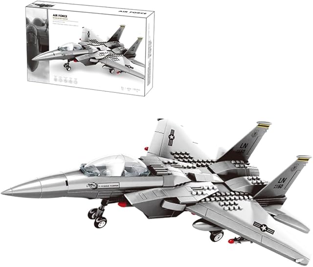 The Fighter Jet Building Block Set 227 Pcs F-15 Eagle Fighter Jet Building Toys Set – Building Block Plane Toy for Kids Older Than 8 and Adults Compatible with All Building Bricks