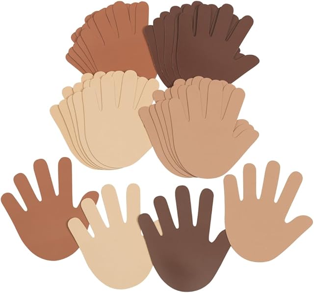 The Colorations Colors Like Me Hand Shapes – Set of 24 - People Cutout, Skin Tone & Color, Multicultural Paper, Classroom Decorations, Arts & Crafts