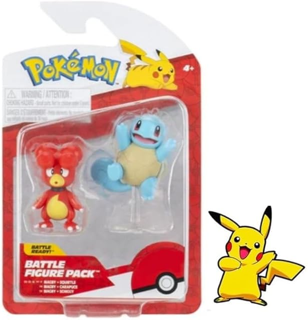 The Pokemon Battle Ready Figure 2 Pack - 2 Inch Action Figures Plus Bonus Sticker (Magby and Squirtle)