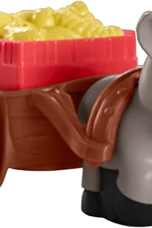 The Replacement Parts for Fisher-Price Little People Christmas Manger Scene Nativity Set - HMX70 ~ Gray Donkey Pulling Brown Cart with Basket of Food ~ Works Well with All Little People Sets!