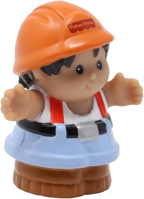 The Fisher-Price Replacement Part for Collectible Little People Construction Site Building Playset 72649 - Replacement Dump Truck Driver Roberto Figure - Wearing Hard Hat and Suspenders
