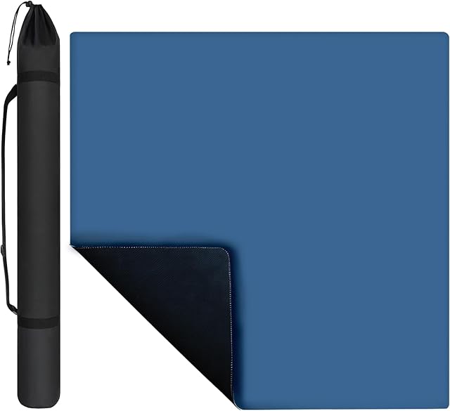 The Blue Mahjong Mat - Non-Slip Noise Reduction Gaming Mat 31.5''x 31.5'', Mahjong Table Mat with Black Carrying Bag for Mahjong, Poker, Card Games, Dominoes, Board Games, Slip Resistant Mat (Blue)