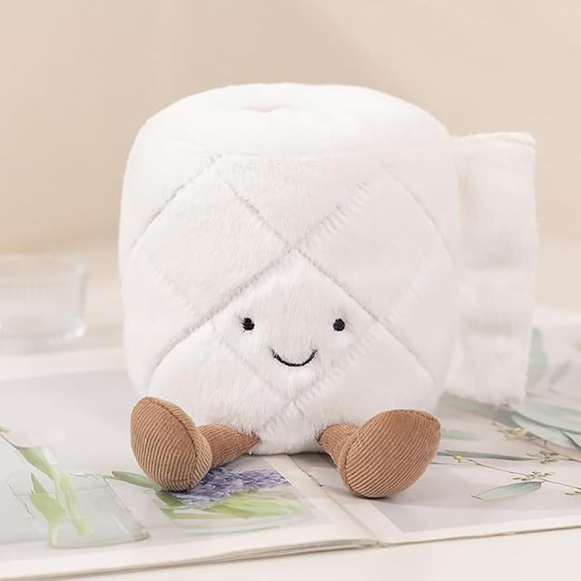 The Funny Toilet Paper Shaped Plush, Cute Bathroom Decor for Adults & Kids, Fluffy Stuffed Animal, Weird Spoof Pillows Novelty Gift for Friends