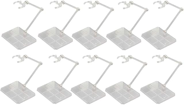 The Migaven Action Figure Stand, 10pcs Assembly Action Figure Display Holder Base Doll Model Support Display Stand Compatible with HG RG SD SHF Gundam 1/144 Toy Clear