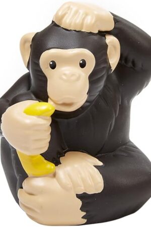 The Replacement Part for Fisher-Price Little People Zoo Safari Playset BDY75 - Replacement Brown Chimpanzee Figure Holding a Banana and Scratching His Head