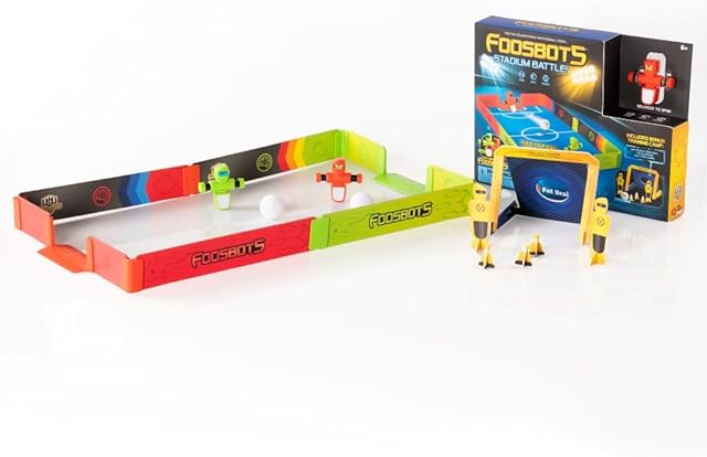 The Fat Brain Toys Foosbots Stadium Battle Set, 2 Player Games for Kids Toys, New Active Play for Ages 6 and Up