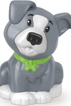 The Replacement Part for Fisher-Price Little People Playset HBW73 - Replacement Gray and White Dog Wearing Varied Collar Color