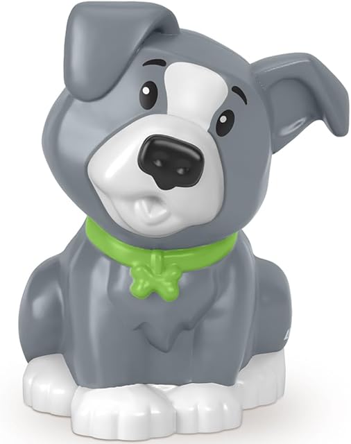 The Replacement Part for Fisher-Price Little People Playset HBW73 - Replacement Gray and White Dog Wearing Varied Collar Color