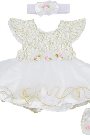 The Reborn Baby Dolls Clothes 20 inch Outfit Accessories Princess Dress 5pcs Set for 17-23 Inch Reborn Doll Newborn Girl&Boy Clothing Set?Super Cute White Dress 5pcs Set 】