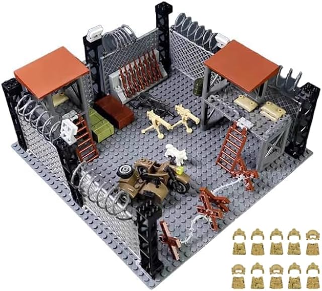 The WW2 Military Base Building Set with 10 Soldier Figures, Custom Miniguns, SWAT Gear, and Army Weapons Pack