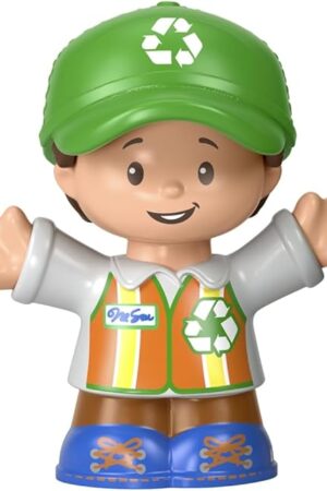 The Replacement Part for Little People Garbage and Recycling Truck Playset - GMJ17 ~ Replacement Truck Driver Wearing Green Recycling Hat and Vest