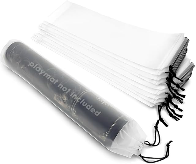 The Playmat Bag for TCG – 10 Pack Waterproof Frosted White Polyethylene Storage Bags, Reusable Travel Pouch for Trading Card Game Mats, Large Portable Gaming Mat Cases