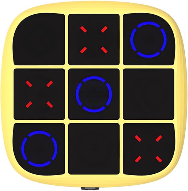 The Tendry Tic Tac Toe Electronic Game - 3-in-1 Portable Travel Board Game for Kids & Adults, Handheld LED Puzzle Games for Family Fun, Educational Christmas Birthday Gifts for Ages 3+(Yellow)