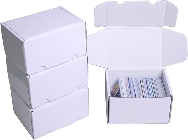 The NUMINA 4 Pack 350 Small Card Storage Box, Heavy Duty Cardboard Game Card Organizer with Dividers for TCG, MTG, Sports & Trading Cards, Shipping Boxes for Collectors & Sellers